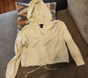 Moda International Pale Yellow Button-Up Hoodie